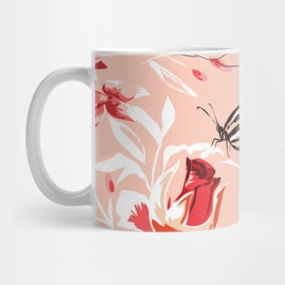 Beautiful Rose Flowers and Butterfly Pattern Artwork Mug